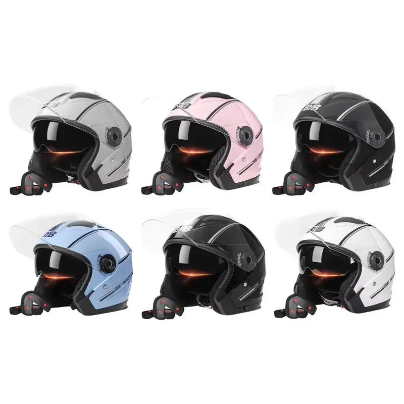 3/4 Open-Face Motorcycle Helmet | Retro | Dual-Lens Visor & Anti-Fog | Fits 56-62 cm