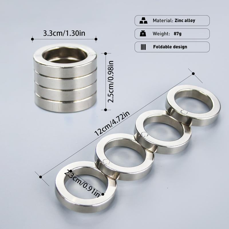 4-Ring Foldable Fidget Toy | Smooth Rotating Rings | Titanium-Plated Steel | Stress Relief