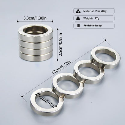 4-Ring Foldable Fidget Toy | Smooth Rotating Rings | Titanium-Plated Steel | Stress Relief
