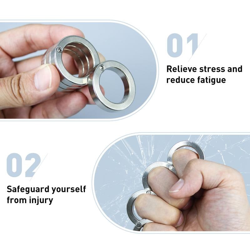 4-Ring Foldable Fidget Toy | Smooth Rotating Rings | Titanium-Plated Steel | Stress Relief