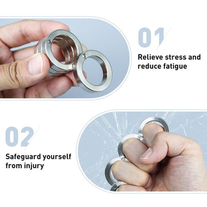 4-Ring Foldable Fidget Toy | Smooth Rotating Rings | Titanium-Plated Steel | Stress Relief