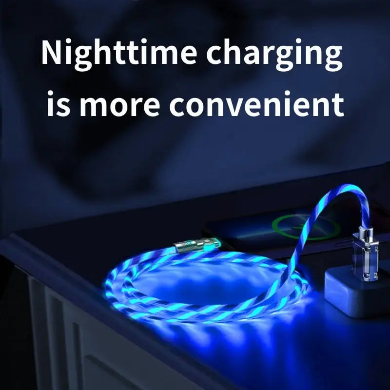 540° Rotatable Charging Cable | RGB Light Effects | Aluminum Connectors & Braided Cable