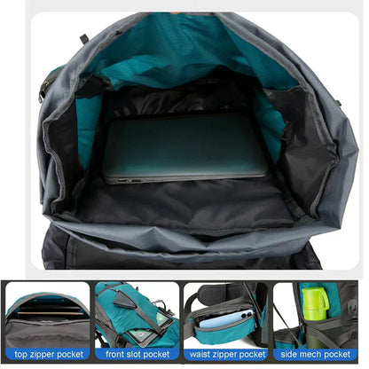 70L Trekking Backpack | Ergonomic Back System | Rain Cover & Shoe Compartment | Multi-Day Hiking