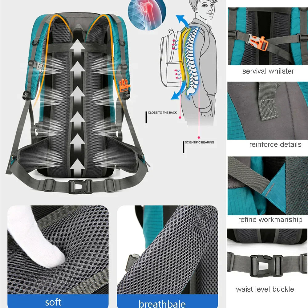 70L Trekking Backpack | Ergonomic Back System | Rain Cover & Shoe Compartment | Multi-Day Hiking