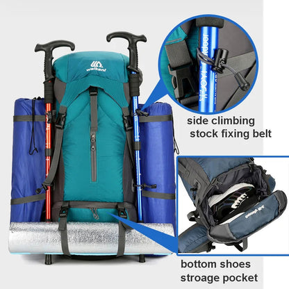 70L Trekking Backpack | Ergonomic Back System | Rain Cover & Shoe Compartment | Multi-Day Hiking