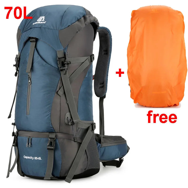 70L Trekking Backpack | Ergonomic Back System | Rain Cover & Shoe Compartment | Multi-Day Hiking