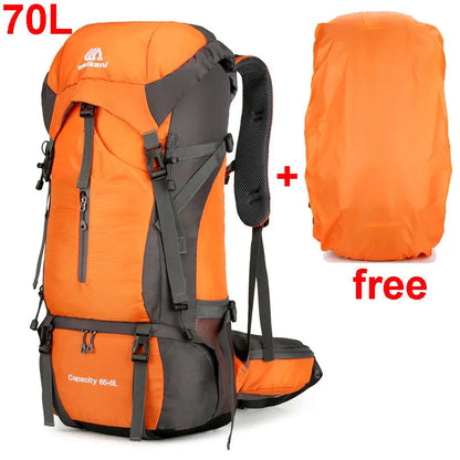 70L Trekking Backpack | Ergonomic Back System | Rain Cover & Shoe Compartment | Multi-Day Hiking