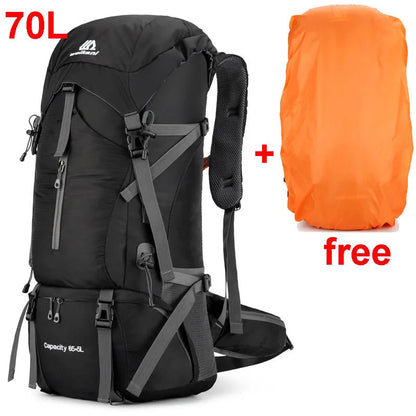 70L Trekking Backpack | Ergonomic Back System | Rain Cover & Shoe Compartment | Multi-Day Hiking