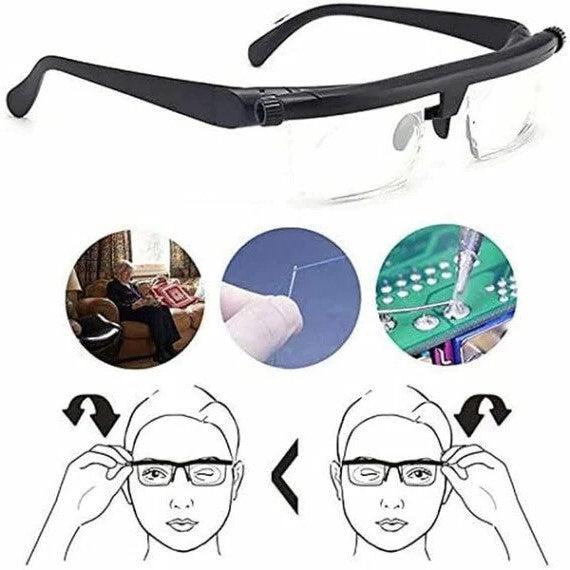 Adjustable Focus Glasses | Dial-Adjustable Focus | Impact-Resistant Lenses | No Prescription Needed