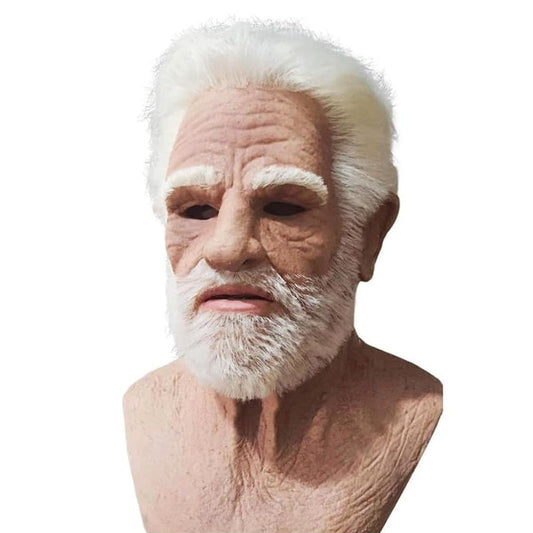Adult Full-Face Mask | Realistic Elderly Man Face | Natural Latex | Comfortable & Breathable