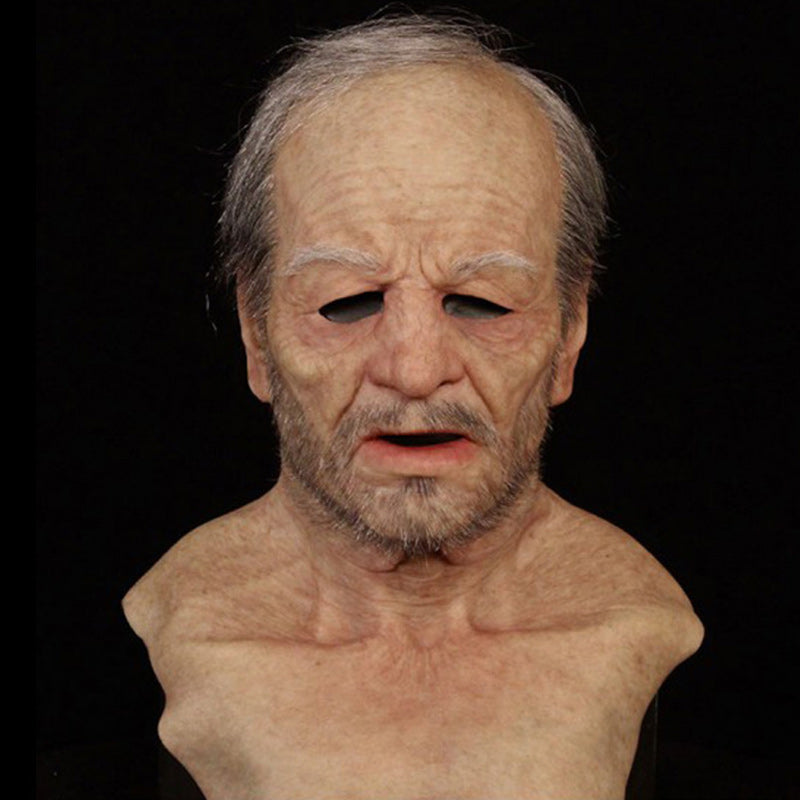 Adult Full-Face Mask | Realistic Elderly Man Face | Natural Latex | Comfortable & Breathable