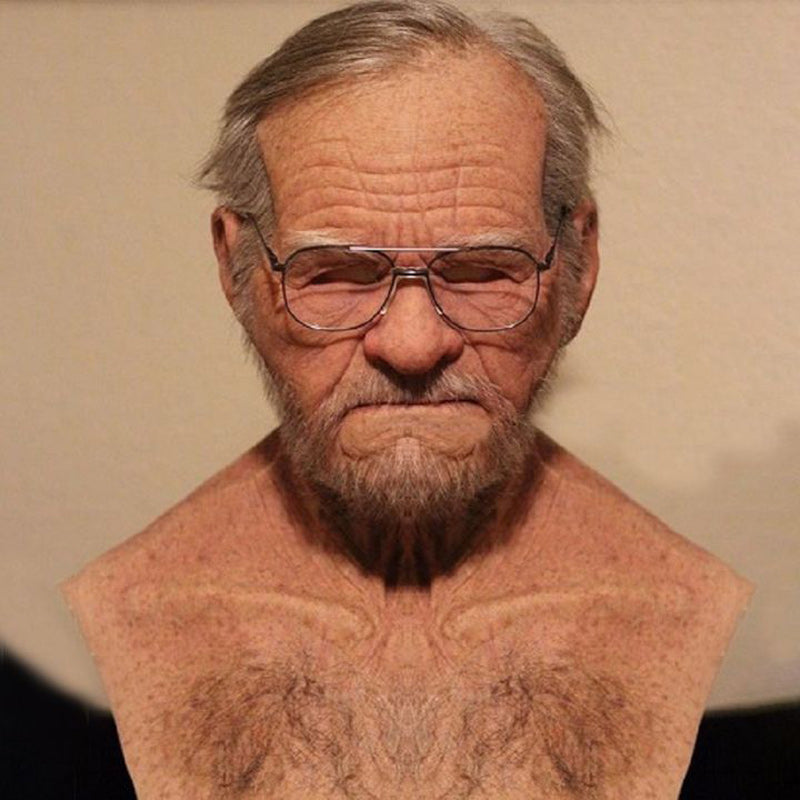 Adult Full-Face Mask | Realistic Elderly Man Face | Natural Latex | Comfortable & Breathable