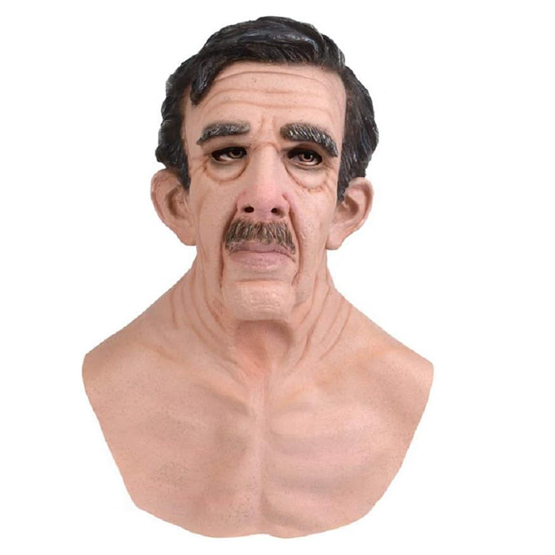 Adult Full-Face Mask | Realistic Elderly Man Face | Natural Latex | Comfortable & Breathable