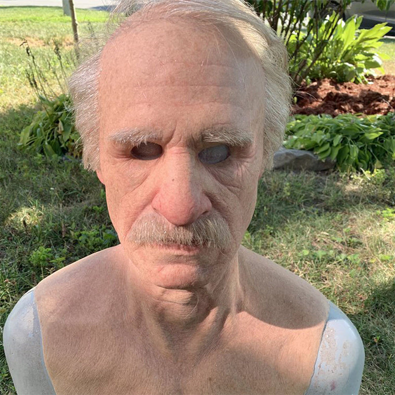 Adult Full-Face Mask | Realistic Elderly Man Face | Natural Latex | Comfortable & Breathable