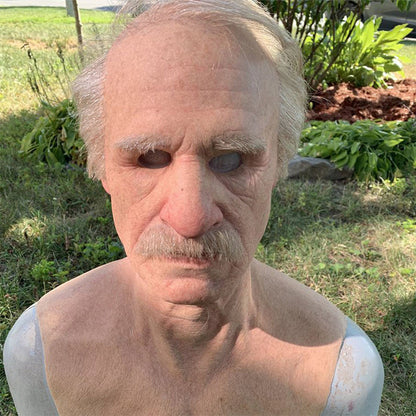 Adult Full-Face Mask | Realistic Elderly Man Face | Natural Latex | Comfortable & Breathable
