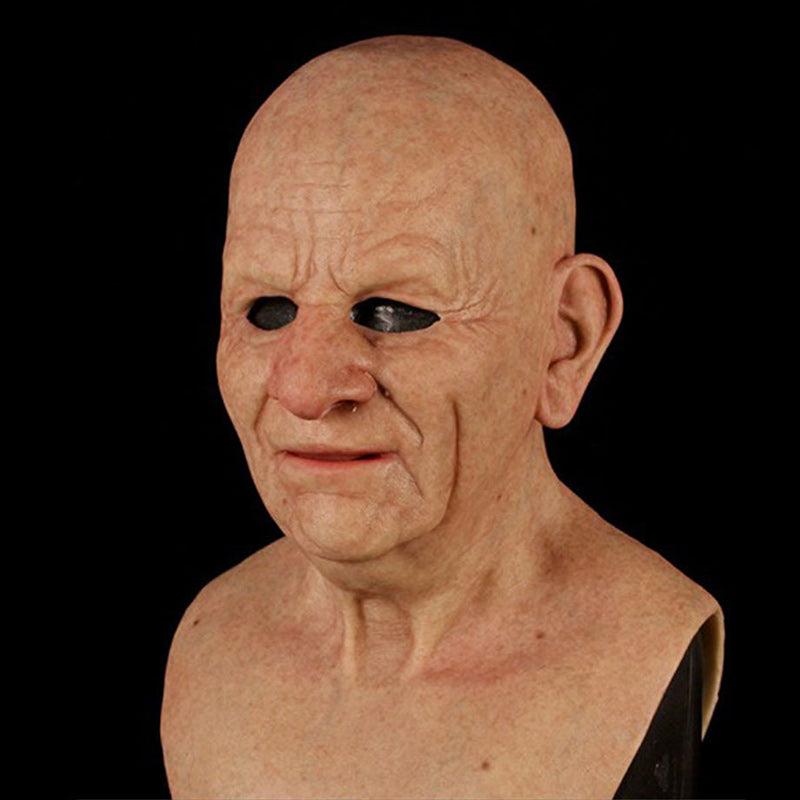 Adult Full-Face Mask | Realistic Elderly Man Face | Natural Latex | Comfortable & Breathable