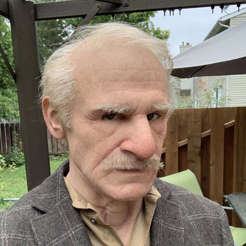 Adult Old Man Halloween Mask | Realistic Movable Mouth | Natural Latex | Comfortable Fit