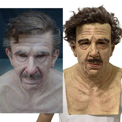 Adult Old Man Halloween Mask | Realistic Movable Mouth | Natural Latex | Comfortable Fit