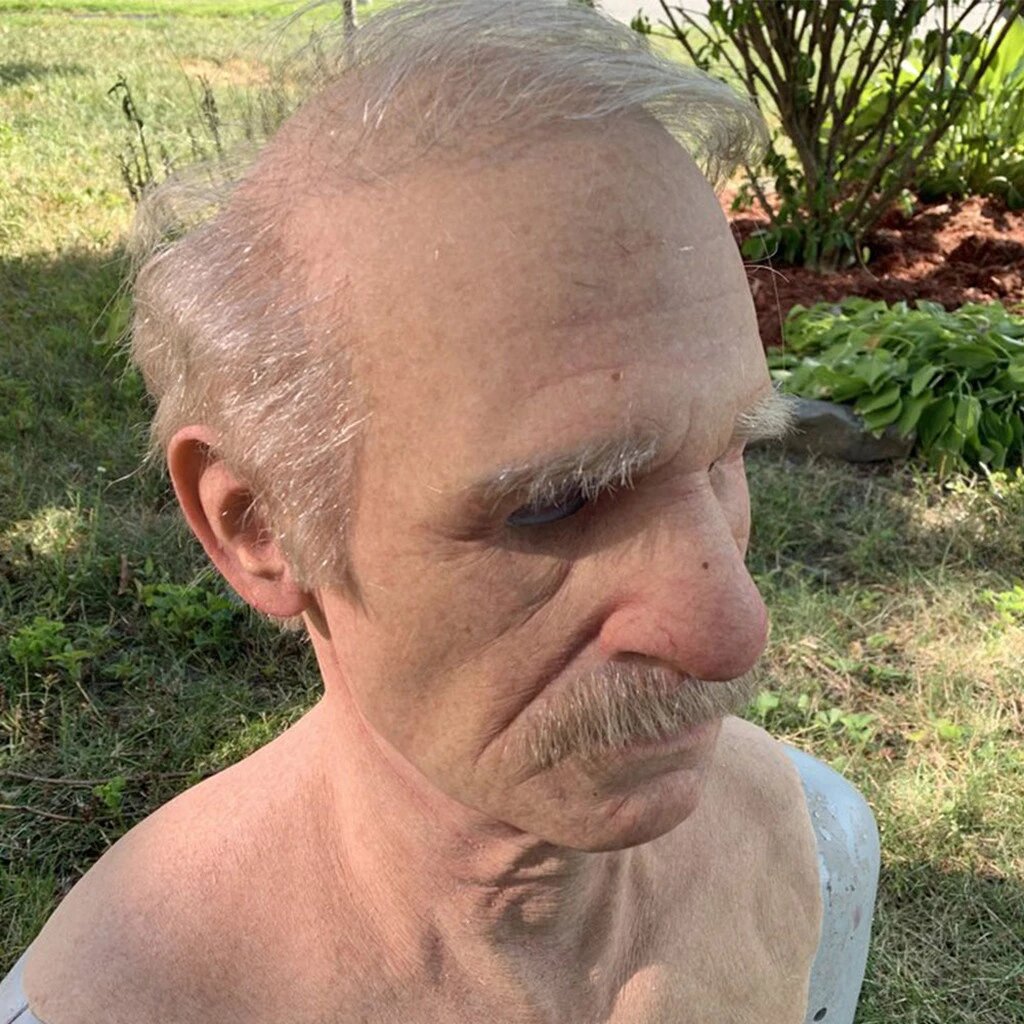Adult Old Man Halloween Mask | Realistic Movable Mouth | Natural Latex | Comfortable Fit
