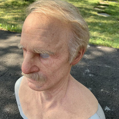 Adult Old Man Halloween Mask | Realistic Movable Mouth | Natural Latex | Comfortable Fit