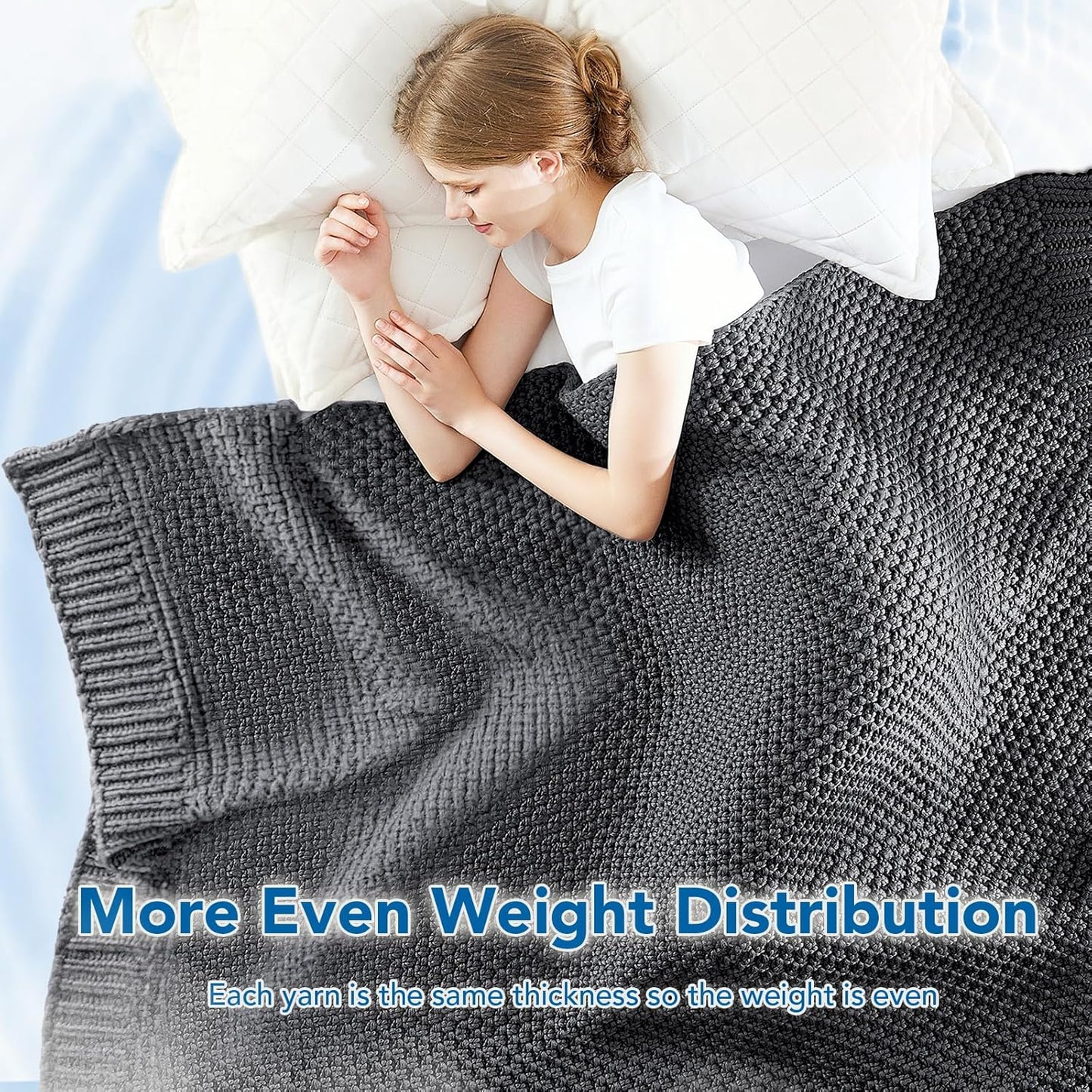 Adult Weighted Blanket | Chunky Knit | Cooling Microfiber | All-Season Comfort