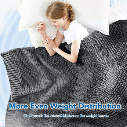 Adult Weighted Blanket | Chunky Knit | Cooling Microfiber | All-Season Comfort