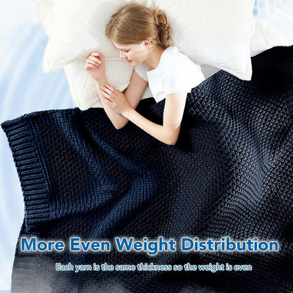 Adult Weighted Blanket | Chunky Knit | Cooling Microfiber | All-Season Comfort