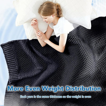 Adult Weighted Blanket | Chunky Knit | Cooling Microfiber | All-Season Comfort