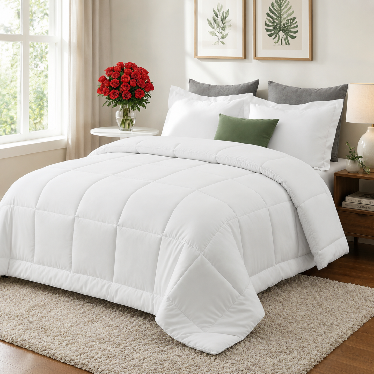 All-Season Comforter | Ultra-Soft Down-Alternative Fill | Microfiber Shell & Machine Washable