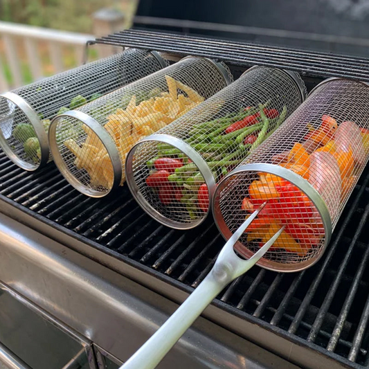 BBQ Grill Basket | 360° Rotating | Stainless Steel & Dishwasher Safe | Even Cooking
