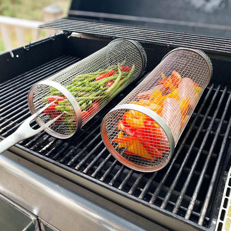 BBQ Grill Basket | 360° Rotating | Stainless Steel & Dishwasher Safe | Even Cooking