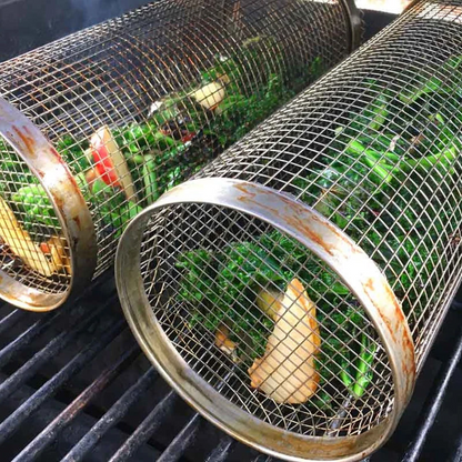 BBQ Grill Basket | 360° Rotating | Stainless Steel & Dishwasher Safe | Even Cooking