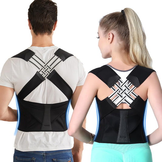 Back Posture Corrector | Adjustable Cross-Strap Design | Breathable, Invisible Under Clothing