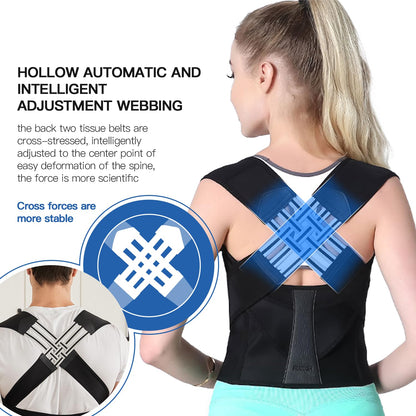 Back Posture Corrector | Adjustable Cross-Strap Design | Breathable, Invisible Under Clothing
