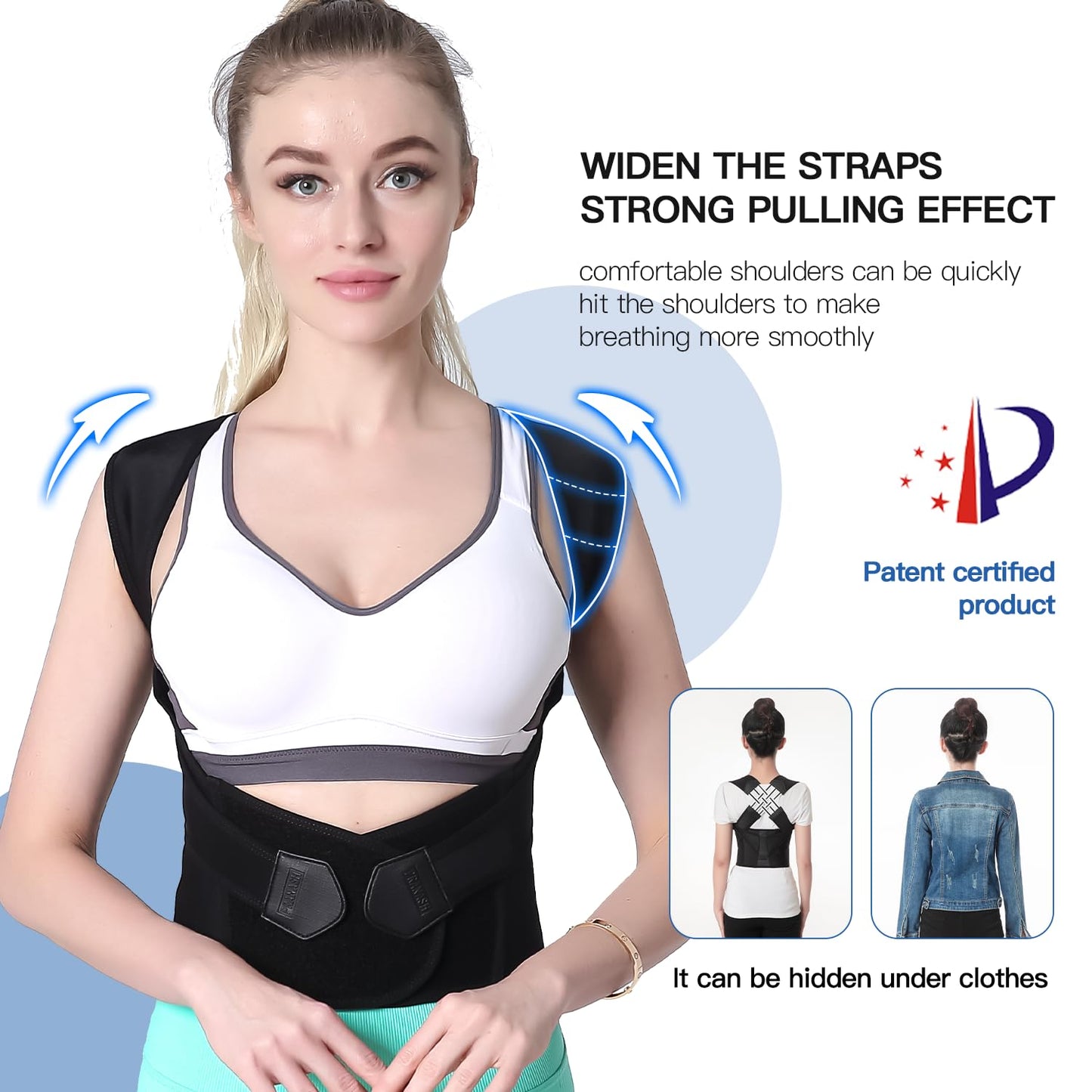 Back Posture Corrector | Adjustable Cross-Strap Design | Breathable, Invisible Under Clothing