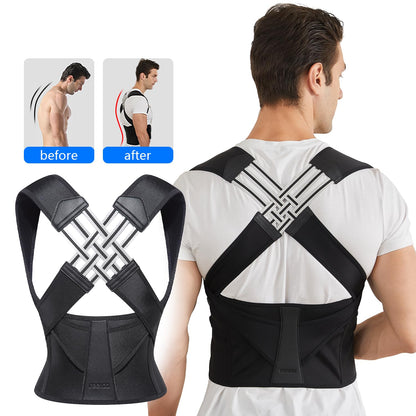 Back Posture Corrector | Adjustable Cross-Strap Design | Breathable, Invisible Under Clothing