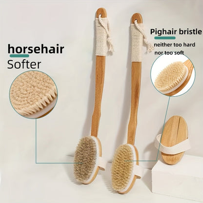 Back Scrubber | Natural Boar Bristles | Long Wooden Handle