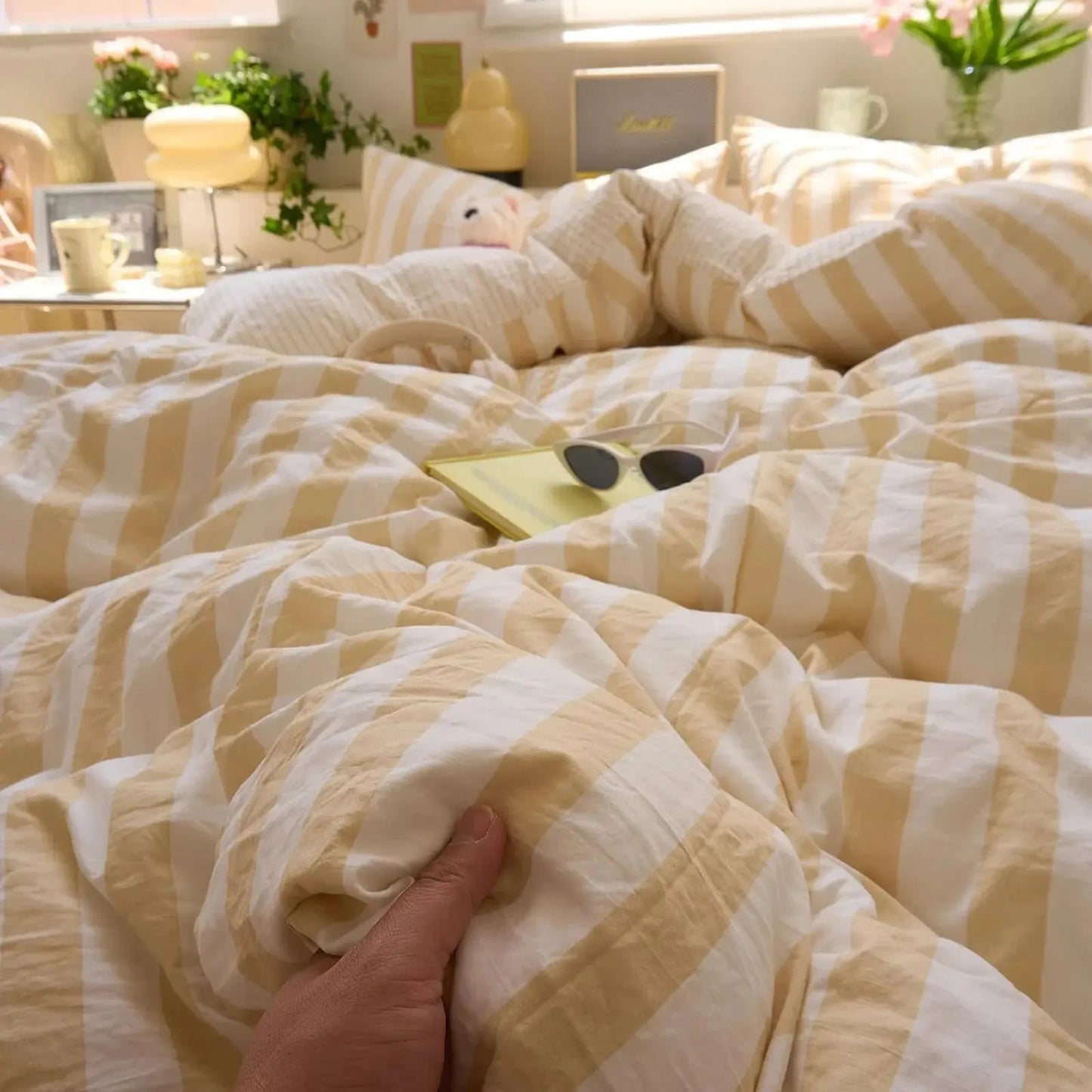 Bedding Set | Washed Cotton Crepe | Quilt, Sheet & Pillowcases | Year-Round Comfort