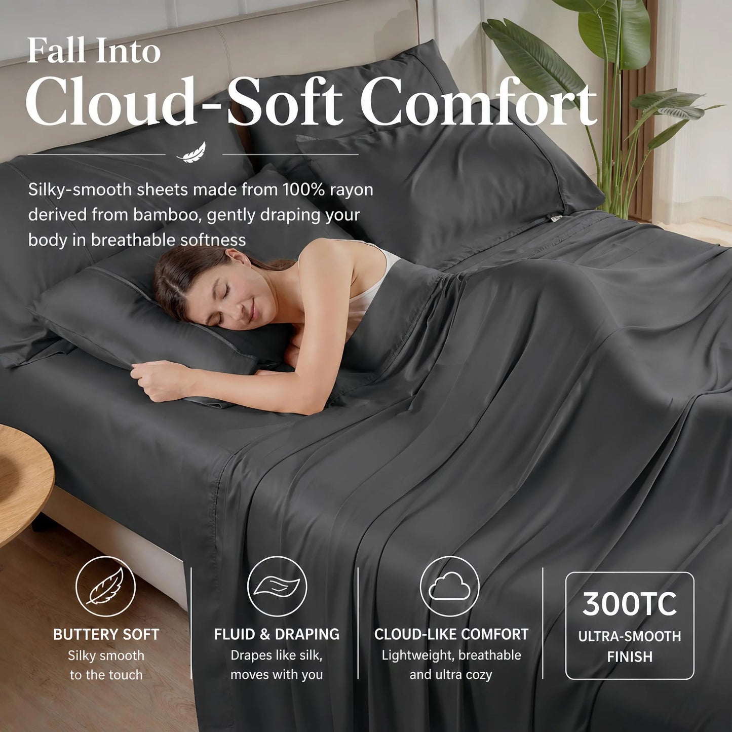 Bedding Sheet Set | Silky Soft Cooling Design | Organic Bamboo Fiber & Deep-Pocket Fit