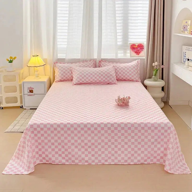 Bedsheet Set | Washed Soft Solid Design | Includes 2 Pillowcases & Flat Sheet | Comfortable Sleep