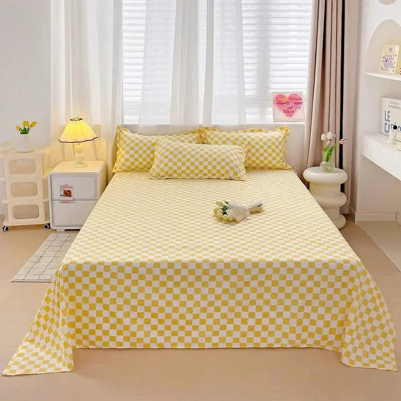 Bedsheet Set | Washed Soft Solid Design | Includes 2 Pillowcases & Flat Sheet | Comfortable Sleep
