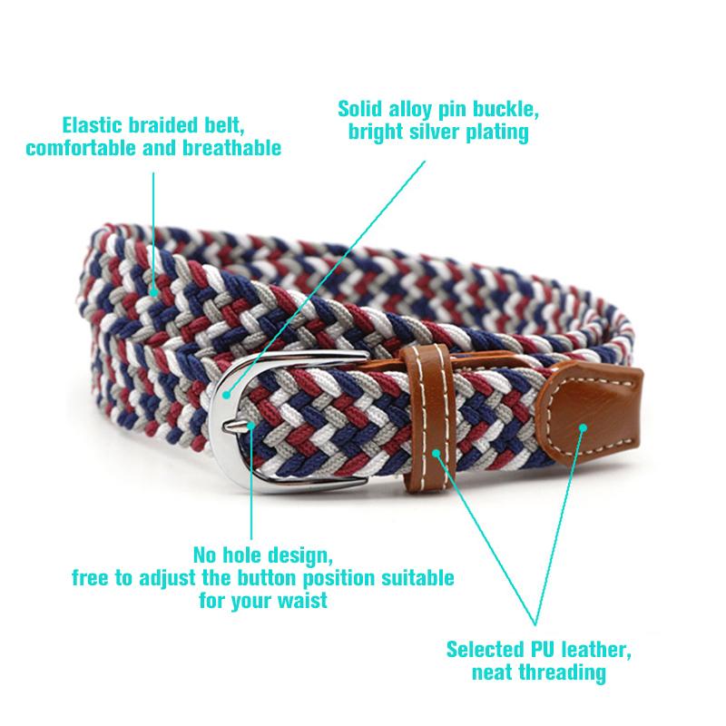 Belt | Stretch Braided Design | Hole-Free Adjustable Fit | Breathable Comfort