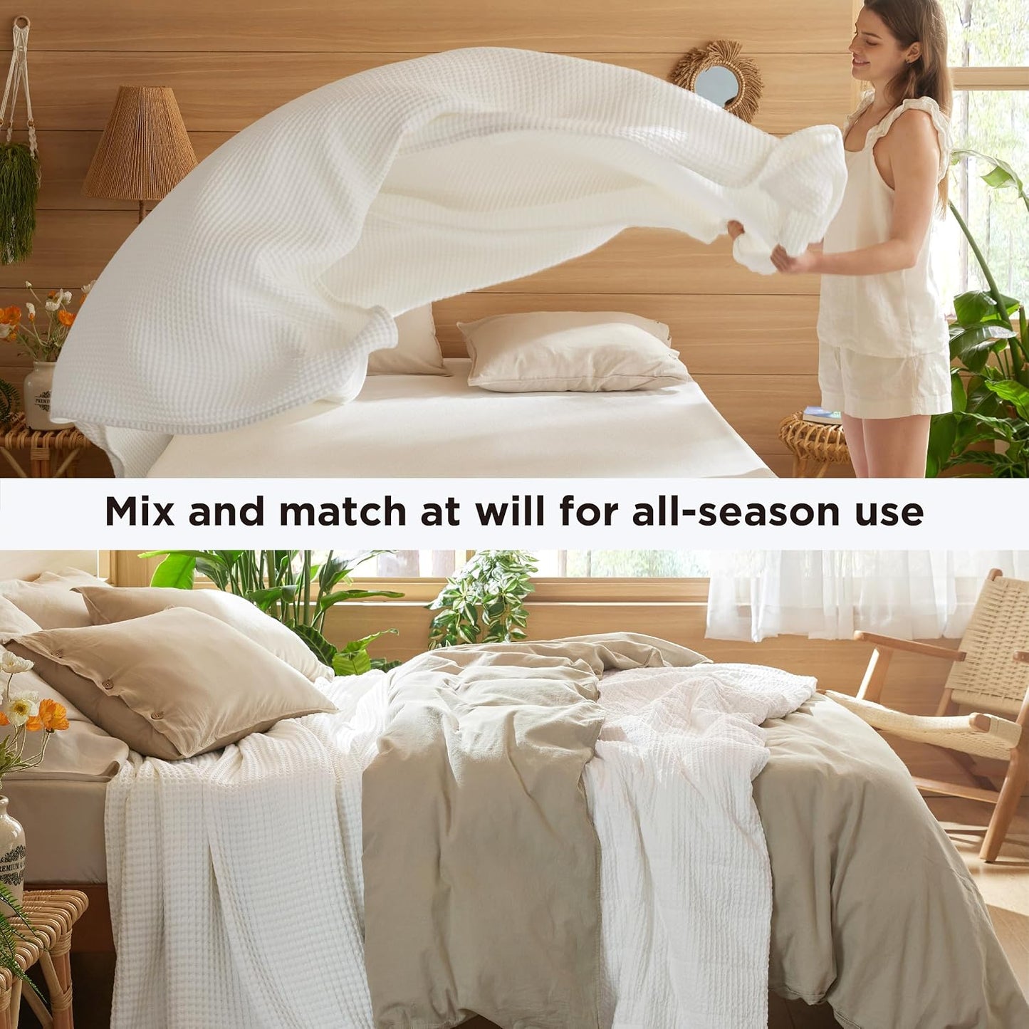 Blanket | Waffle Weave | 100% Cotton & Lightweight Breathable