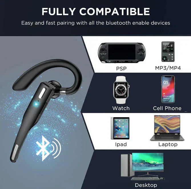 Bluetooth Headset | Dual-Mic Noise Cancellation | Up to 25 Hours Talk Time | Comfortable Fit