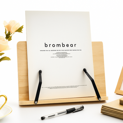 Book & Tablet Stand | Foldable Adjustable Wooden Frame | Stable Hands-Free Use | Ergonomic Support