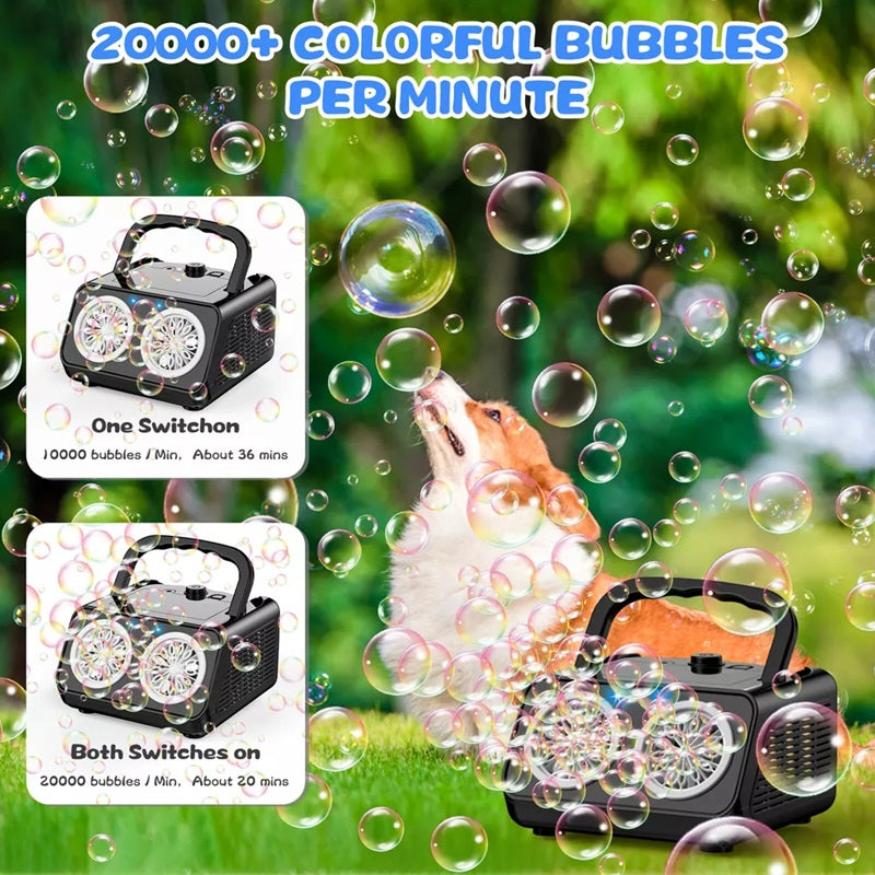 Bubble Machine for Kids & Parties | 20,000+ Bubbles Per Minute | USB, Battery & Power Bank