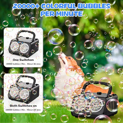 Bubble Machine for Kids & Parties | 20,000+ Bubbles Per Minute | USB, Battery & Power Bank