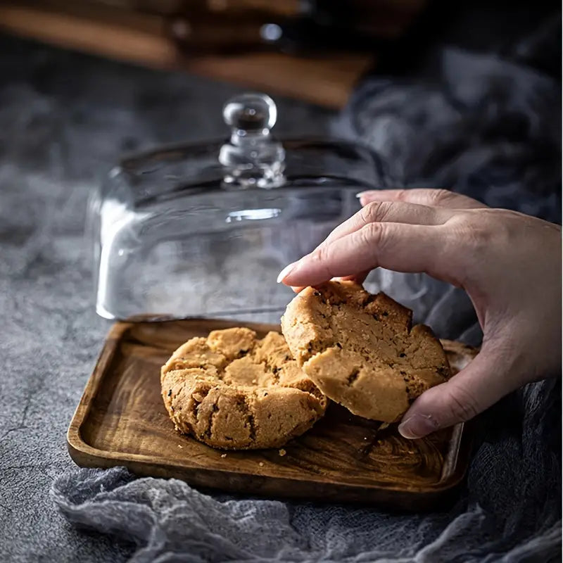 Butter Dish | Natural Wood Base & Glass Lid | Acacia or Bamboo | Elegant Tabletop Serving