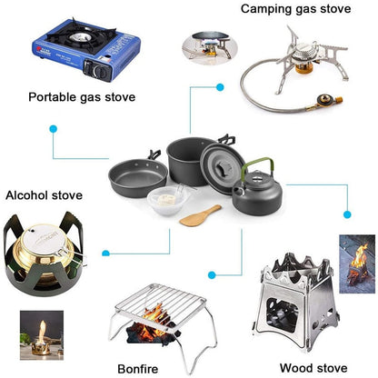 Camping Cookware Kit | Steam, Boil & Fry Multi-Function Set | Lightweight & Durable