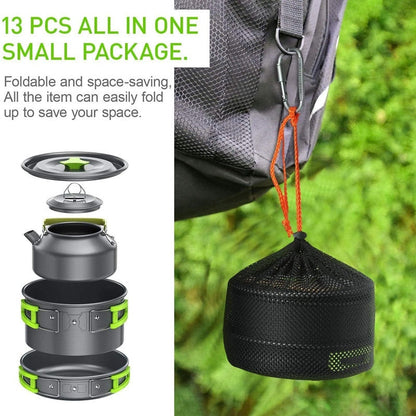 Camping Cookware Kit | Steam, Boil & Fry Multi-Function Set | Lightweight & Durable